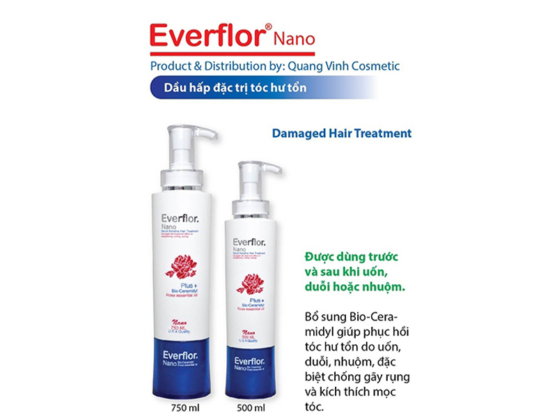 Dầu hấp phục hồi tóc hư tổn Everflor Nano 750 ml